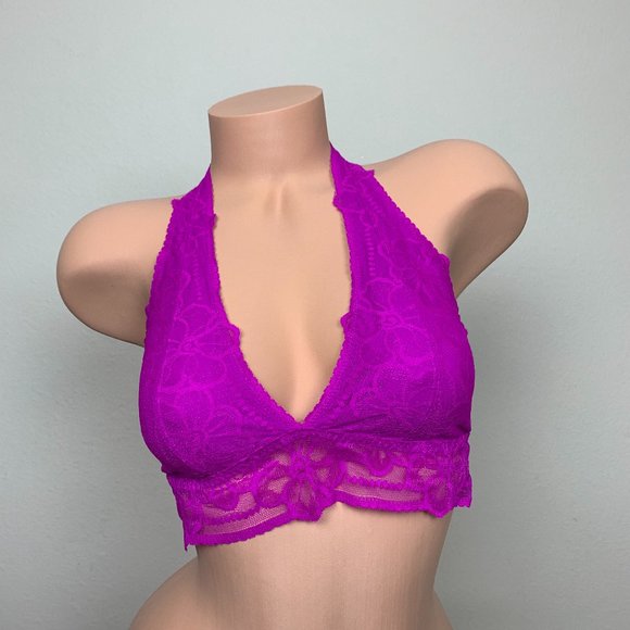 Victoria’s Secret PINK Floral Lace Halter Bralette Bra Top S M - Picture 1 of 4